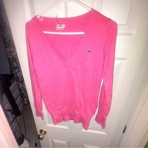 Lacoste Bright Pink Knitwear women’s sweater with logo size 38 made in France